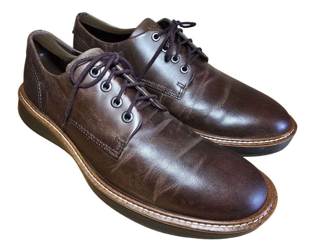 Ecco Mens Lace Up Loafer EU 40 US Size 7 Brown Leather  Leather Insole Excellent